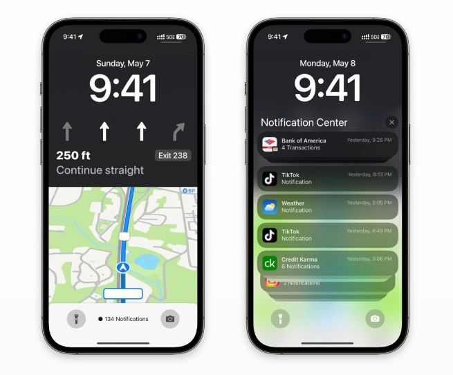 永州苹果维修服务分享iOS17锁屏地图导航半屏显示长什么样 